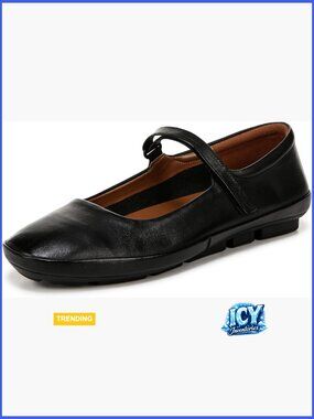 Leather Mary Jane Flats with Hook-and-Loop Closure and REZORB Cushioning